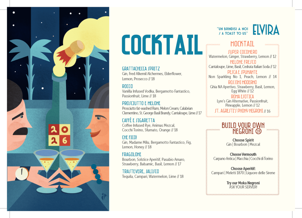 Elvira beverage menu
