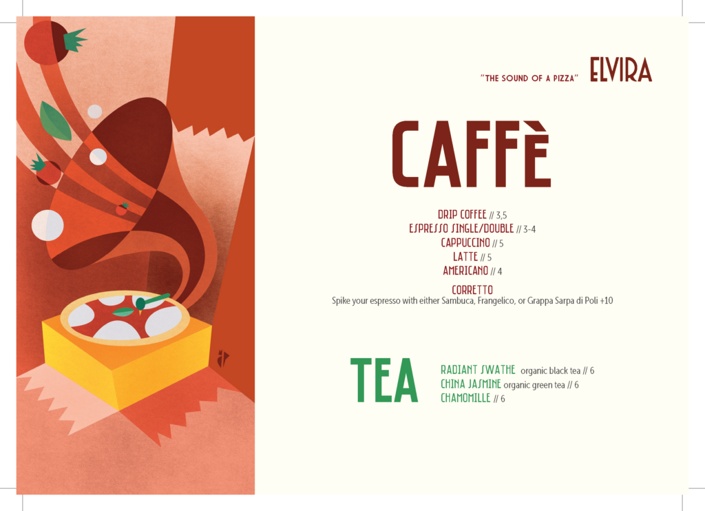 Elvira beverage menu