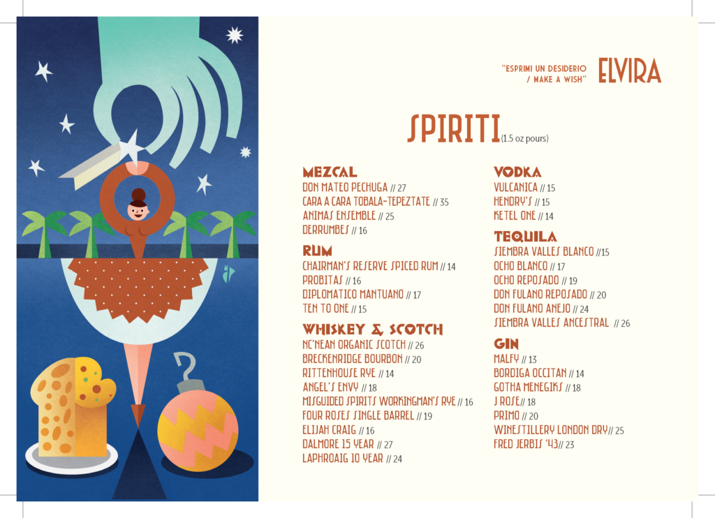 Elvira beverage menu